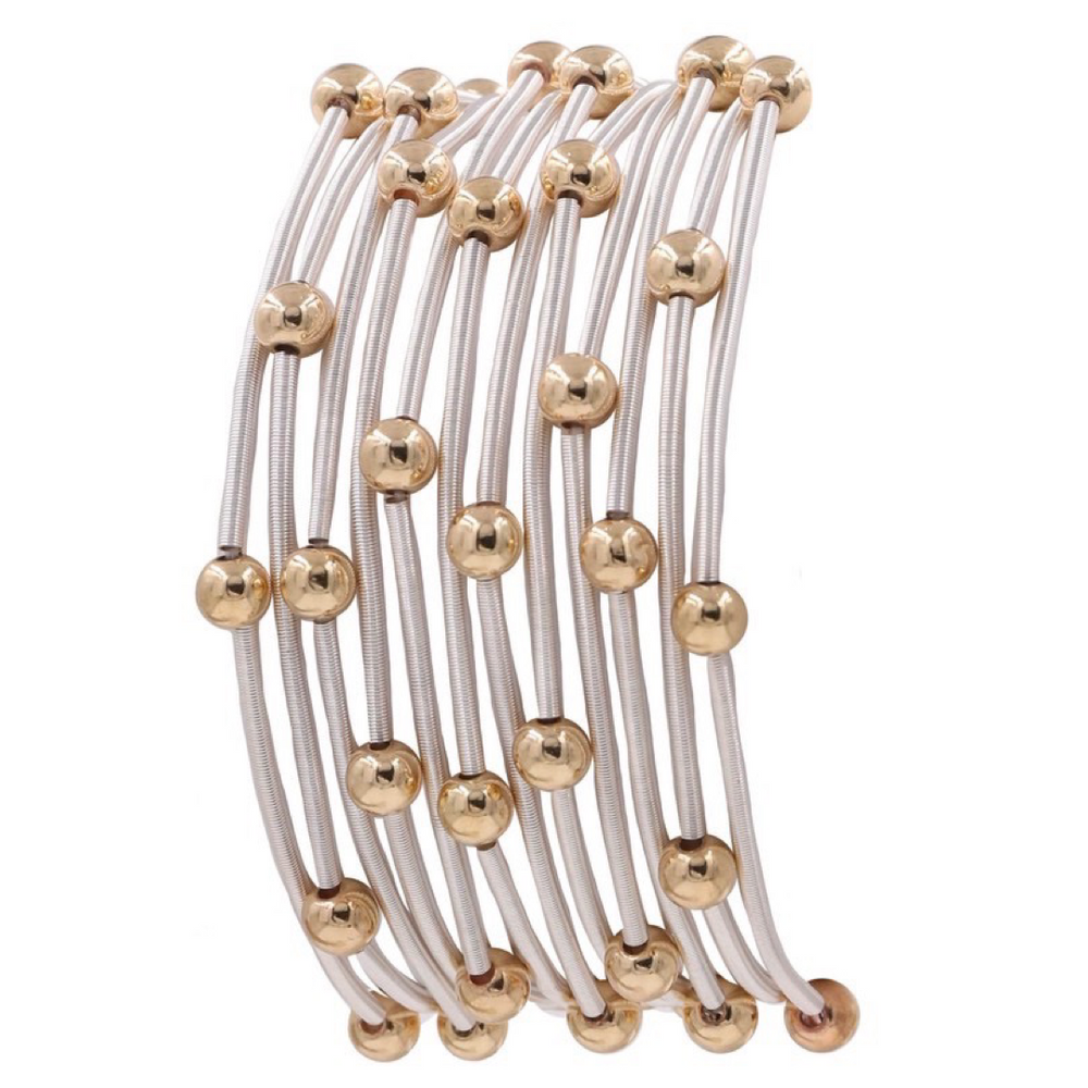 The Haylee Metal Bead Coil Bracelet Set
