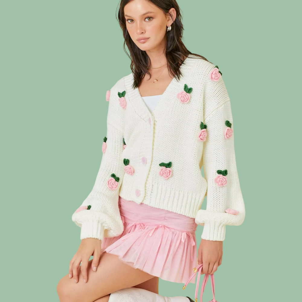 Pink Flower Cardigan