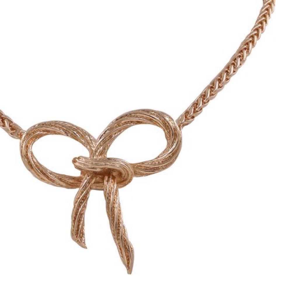 The Lucy Wheat Chain Bow Tie Necklace