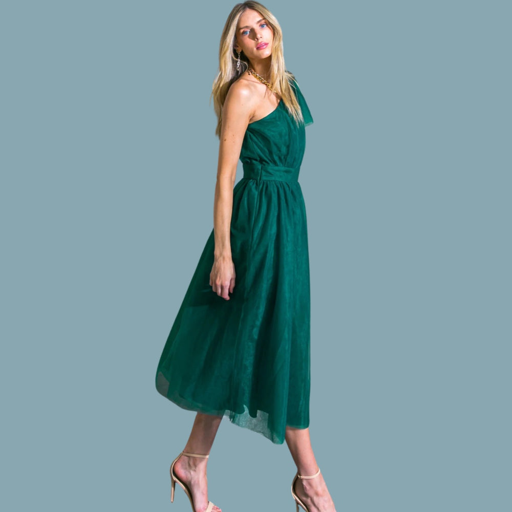 LIVELY CHARM TULLE MIDI DRESS