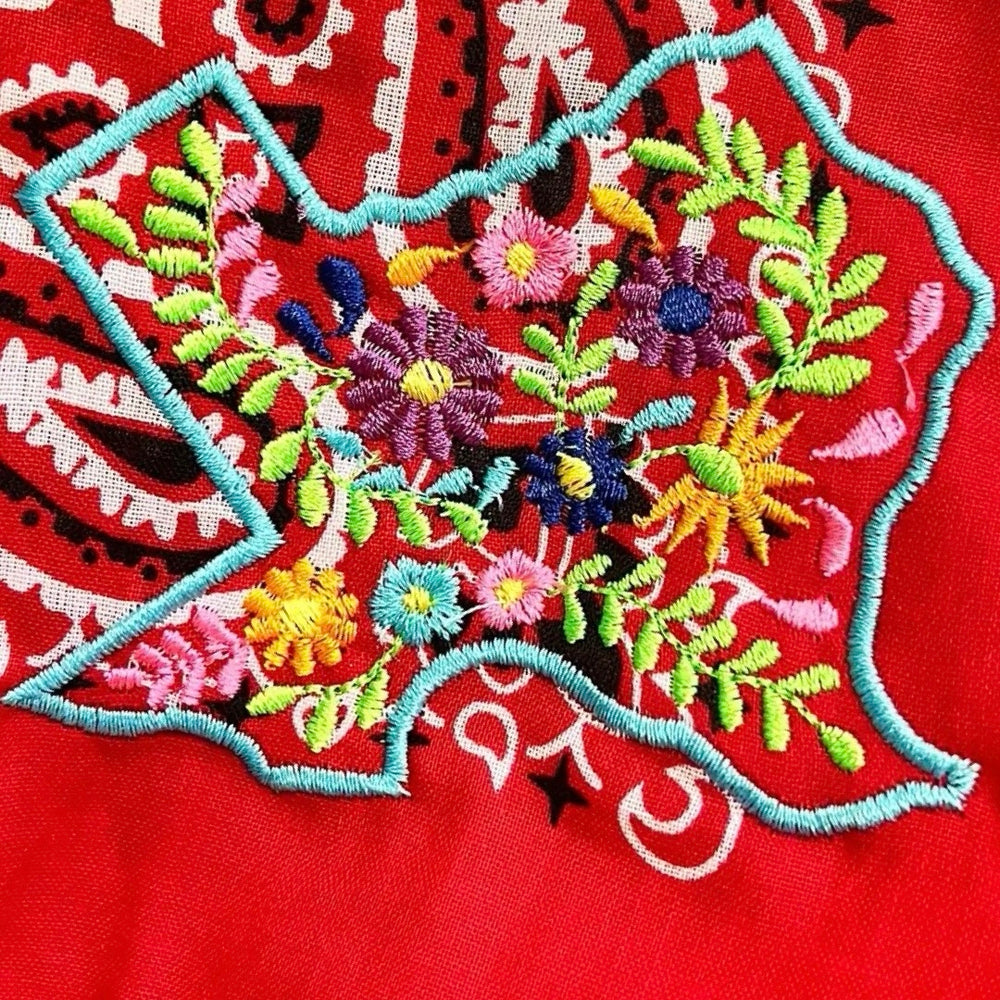 Texas Floral Embroidered Bandana