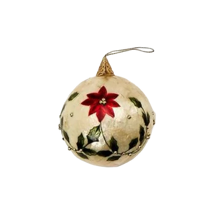 Hand-Painted Poinsettia Capiz Shell Ornament