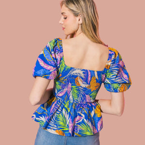 
            
                Load image into Gallery viewer, MUCH LOVE BLUE WOVEN TOP
            
        