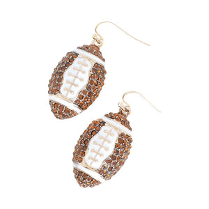 
            
                Load image into Gallery viewer, Rhinestone Pave Football Dangle Earrings
            
        