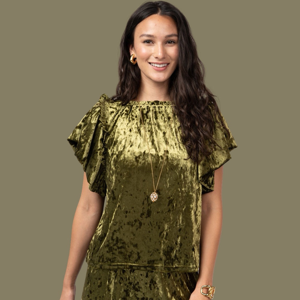 The Midnight Glow Black Velvet Top