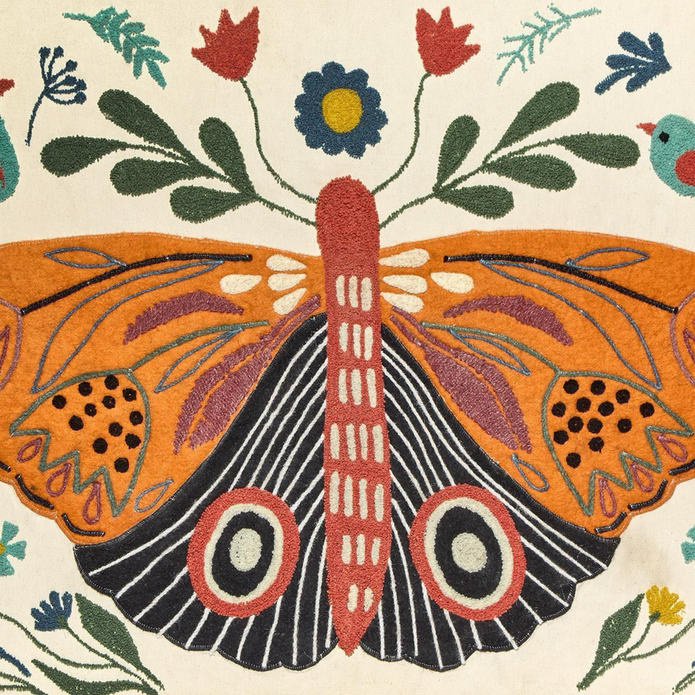 Vintage Butterfly Embroidered Wall Art