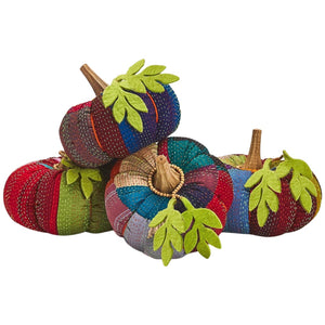 
            
                Load image into Gallery viewer, Artful Autumn Hand-Crafted Kantha Style Pumpkins
            
        