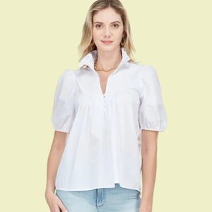 White Yoke Buttons Top