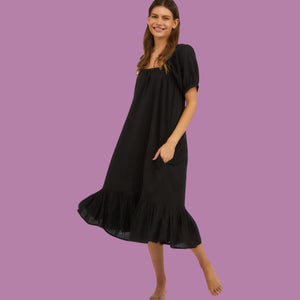
            
                Load image into Gallery viewer, Dressed to Impress Puff Sleeve Airy Cotton Dress
            
        