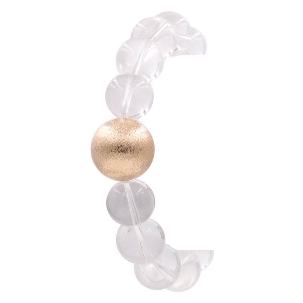The Diana Clear Beaded Bracelet with Metal Accent
