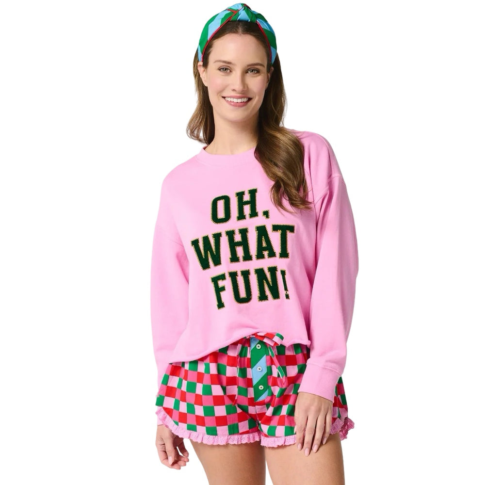 "Oh What Fun" Candy Pink Lounge Sweatshirt
