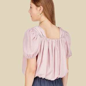 Dusty Pink Cinched Shoulder Balloon Top