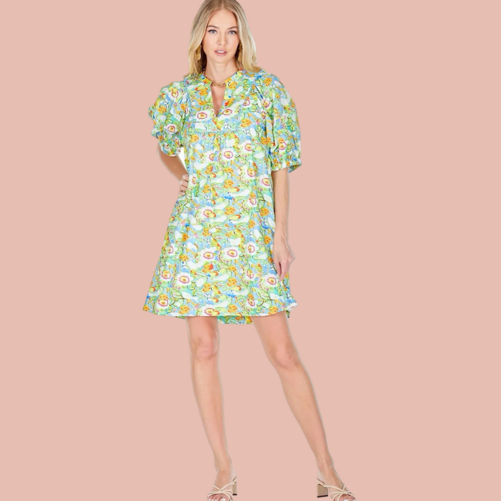 Mango Blossom Front Yoke Trim Dress