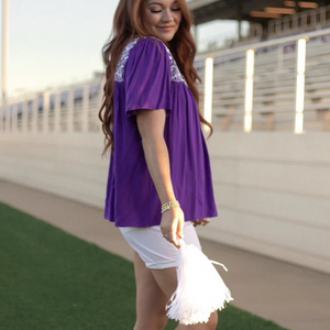 Purple and White Top