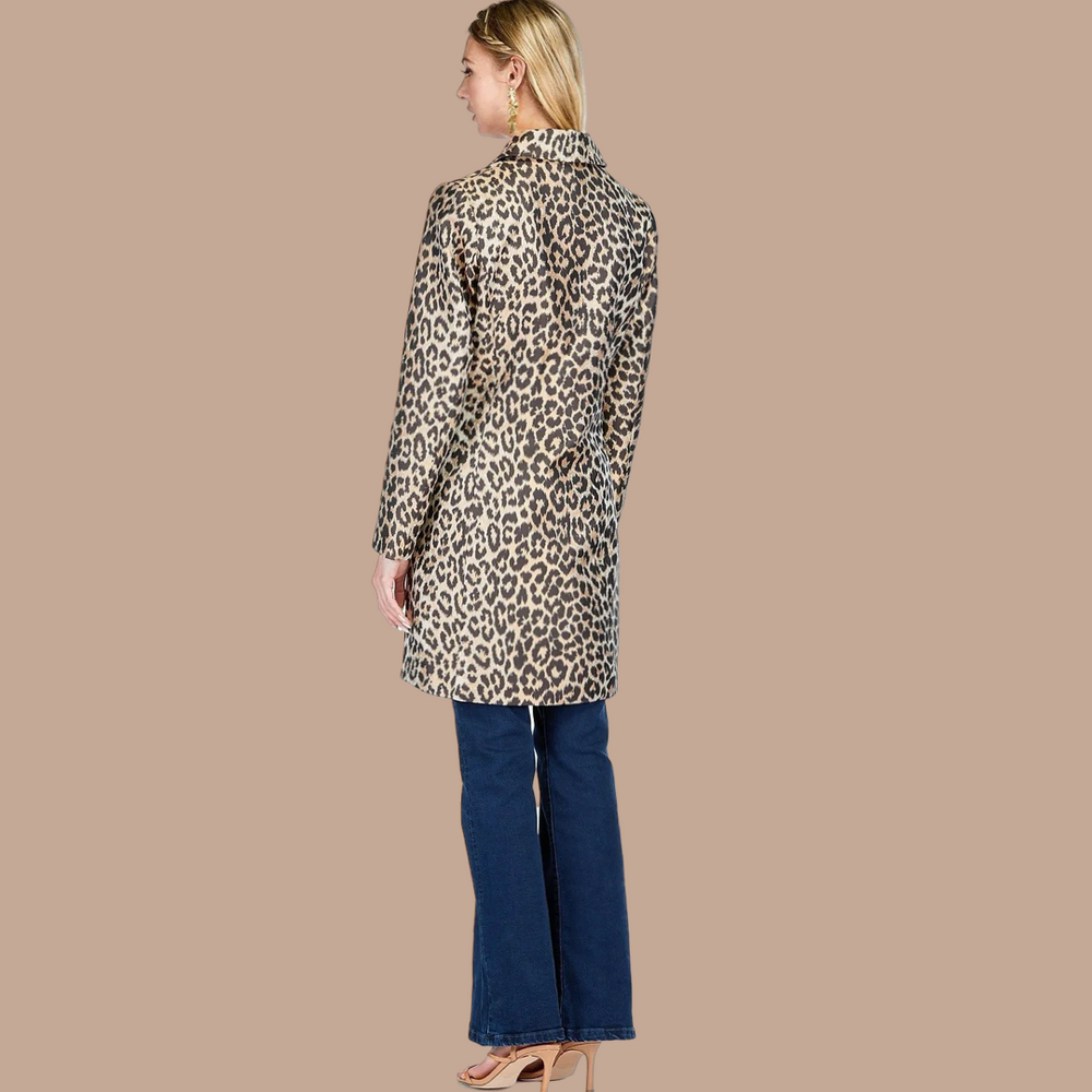 Leopard Collar Fitted Coat