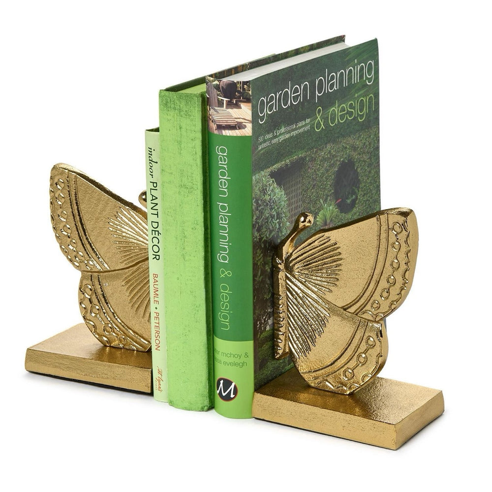 Fluttering Golden Butterfly Bookends