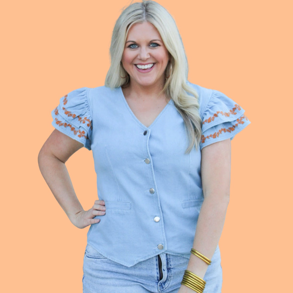 The Karly Orange Bloom Top