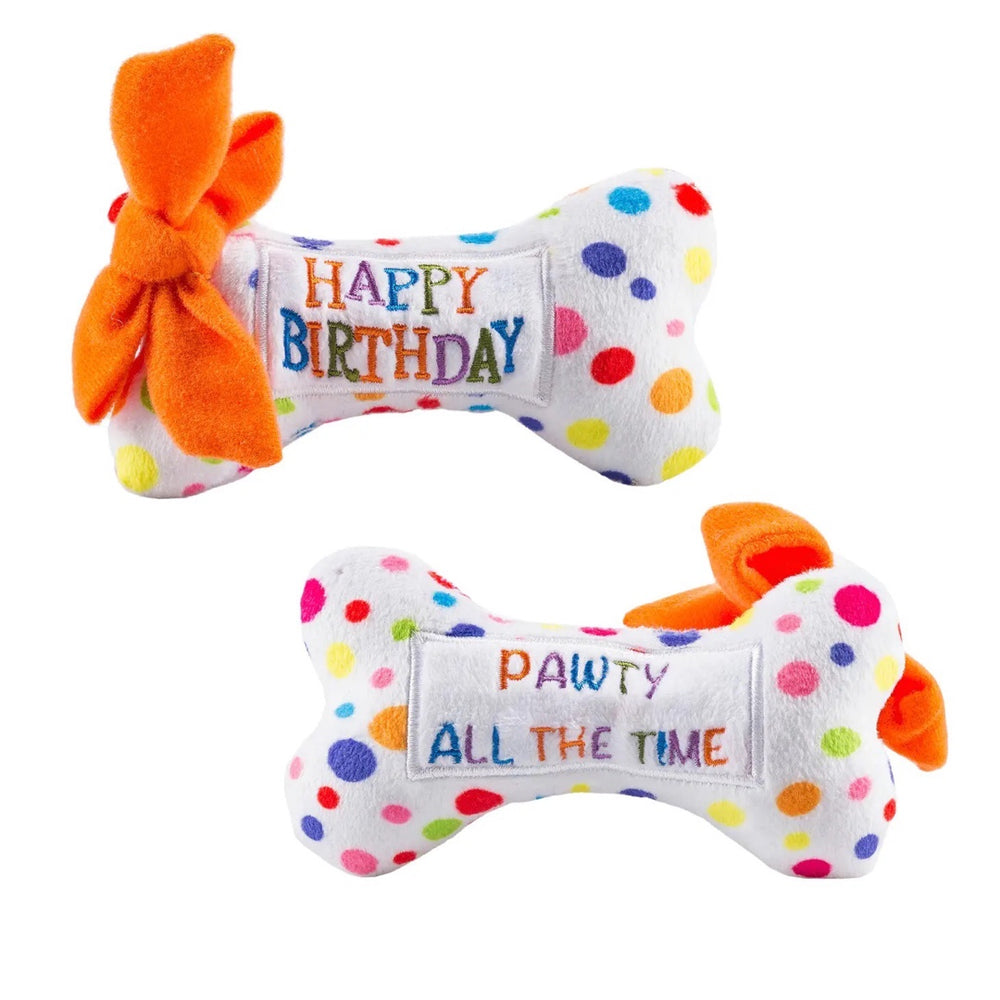 
            
                Load image into Gallery viewer, Happy Birthday Bones Squeaker Dog Toy
            
        