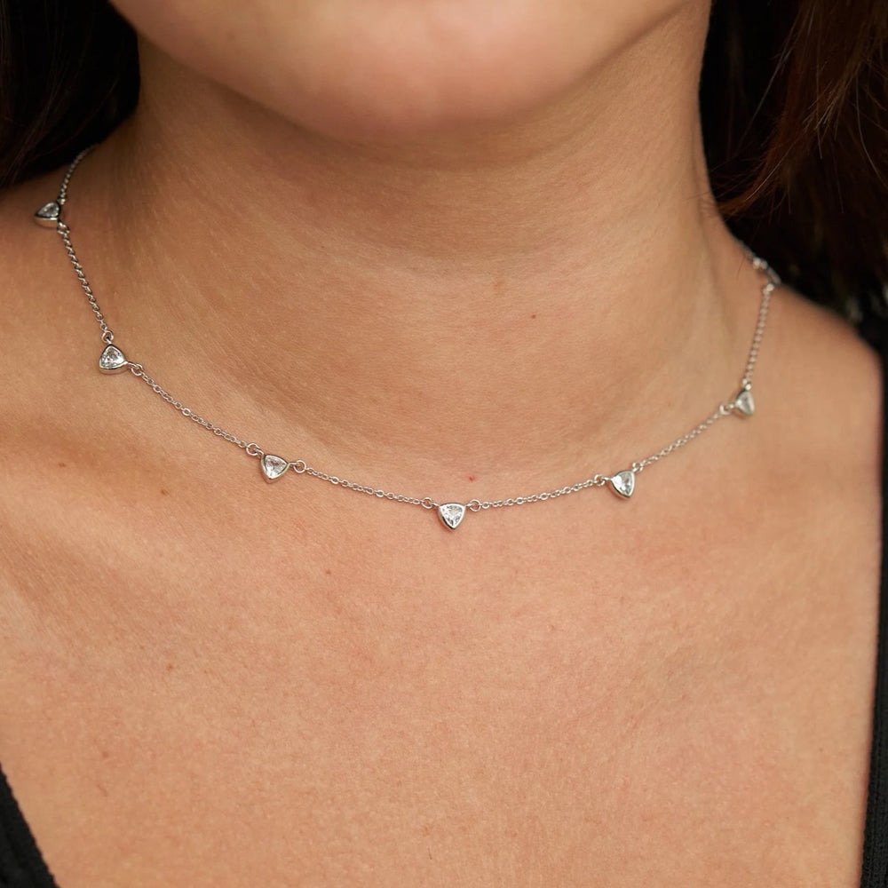 Silver Triangle Drop Necklace
