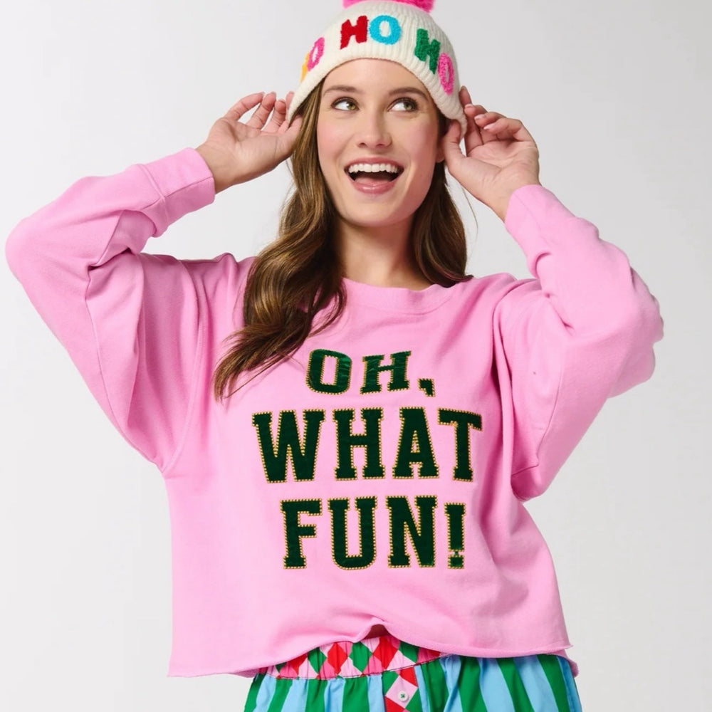 "Oh What Fun" Candy Pink Lounge Sweatshirt