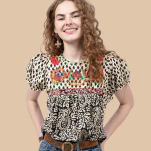 
            
                Load image into Gallery viewer, The Black Paisley Regina Top
            
        
