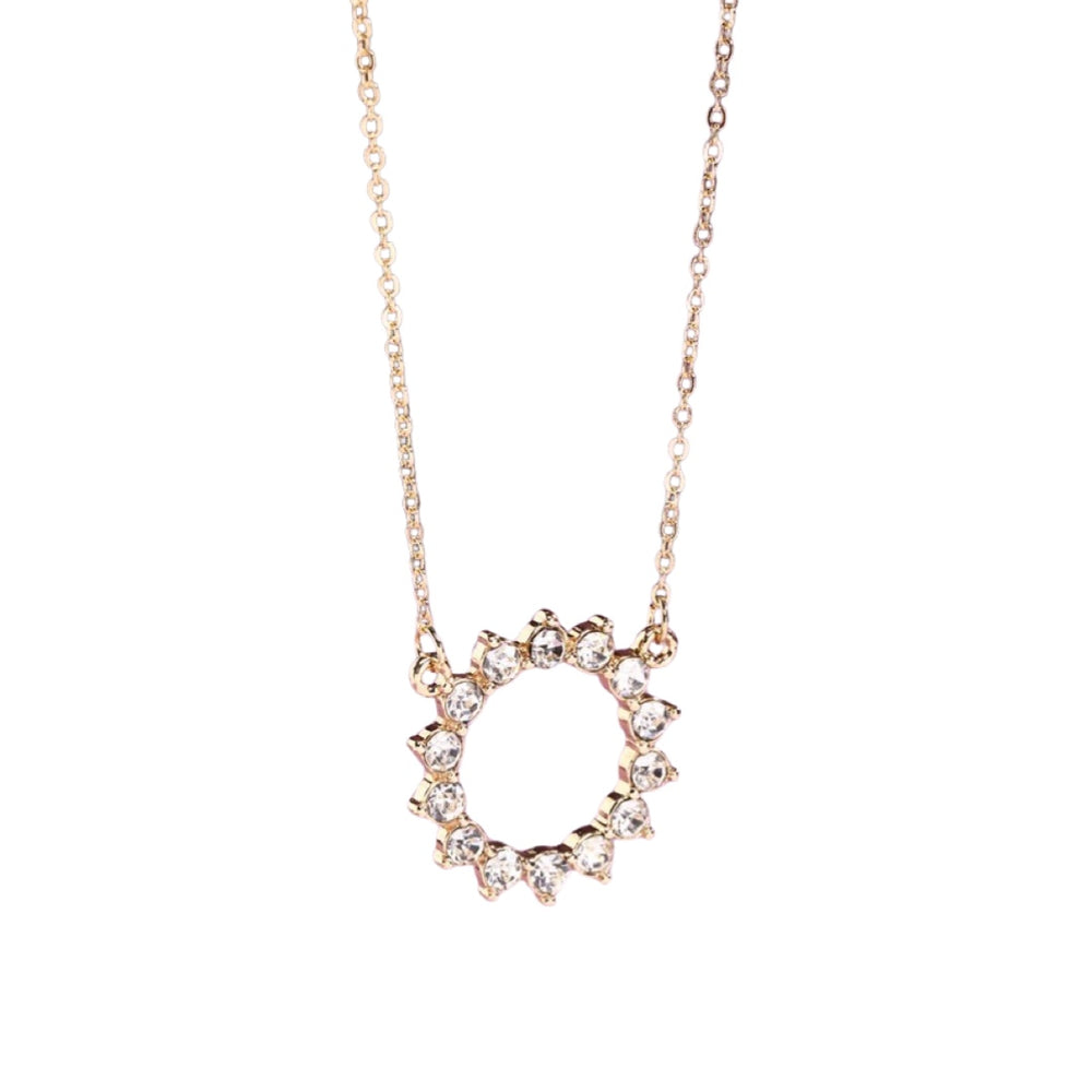 The Marcy Circular Crystal Pendant Necklace