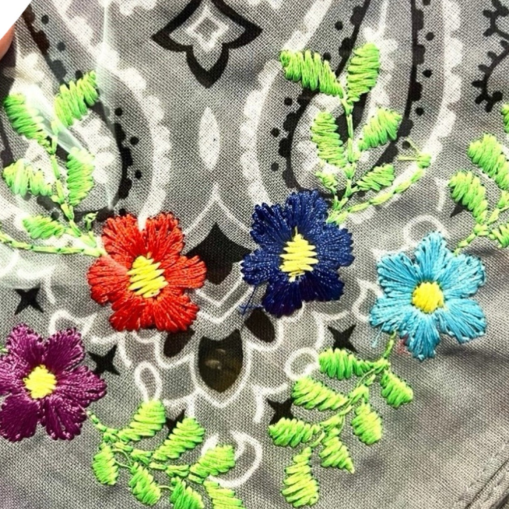 Floral Embroidered Bandana