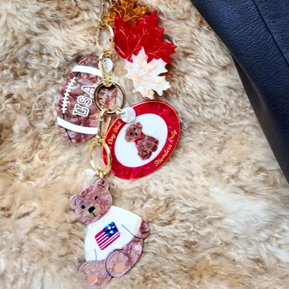 Americana Teddy Bear Bag Charm + Keychain
