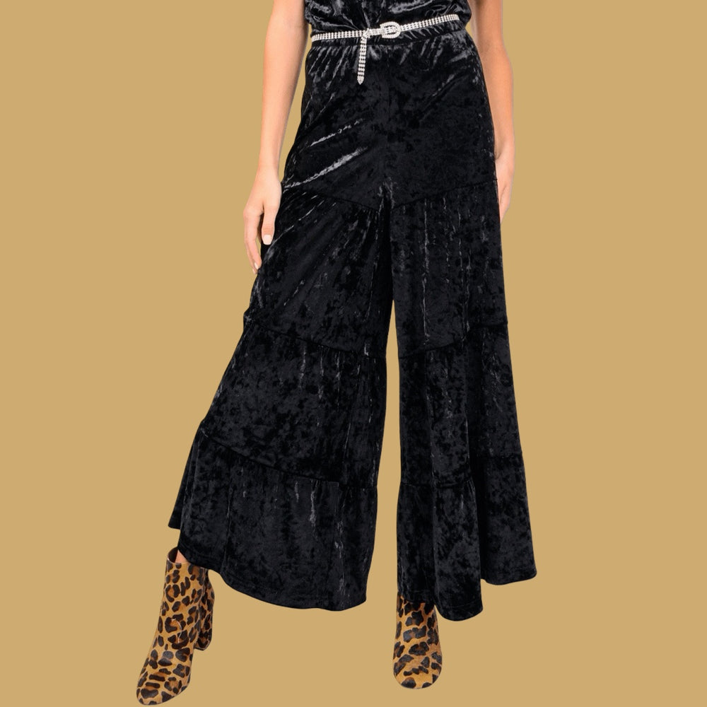 The Midnight Glow Black Velvet Pants