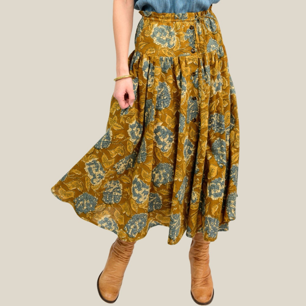 The Honey Hydrangea Button Skirt