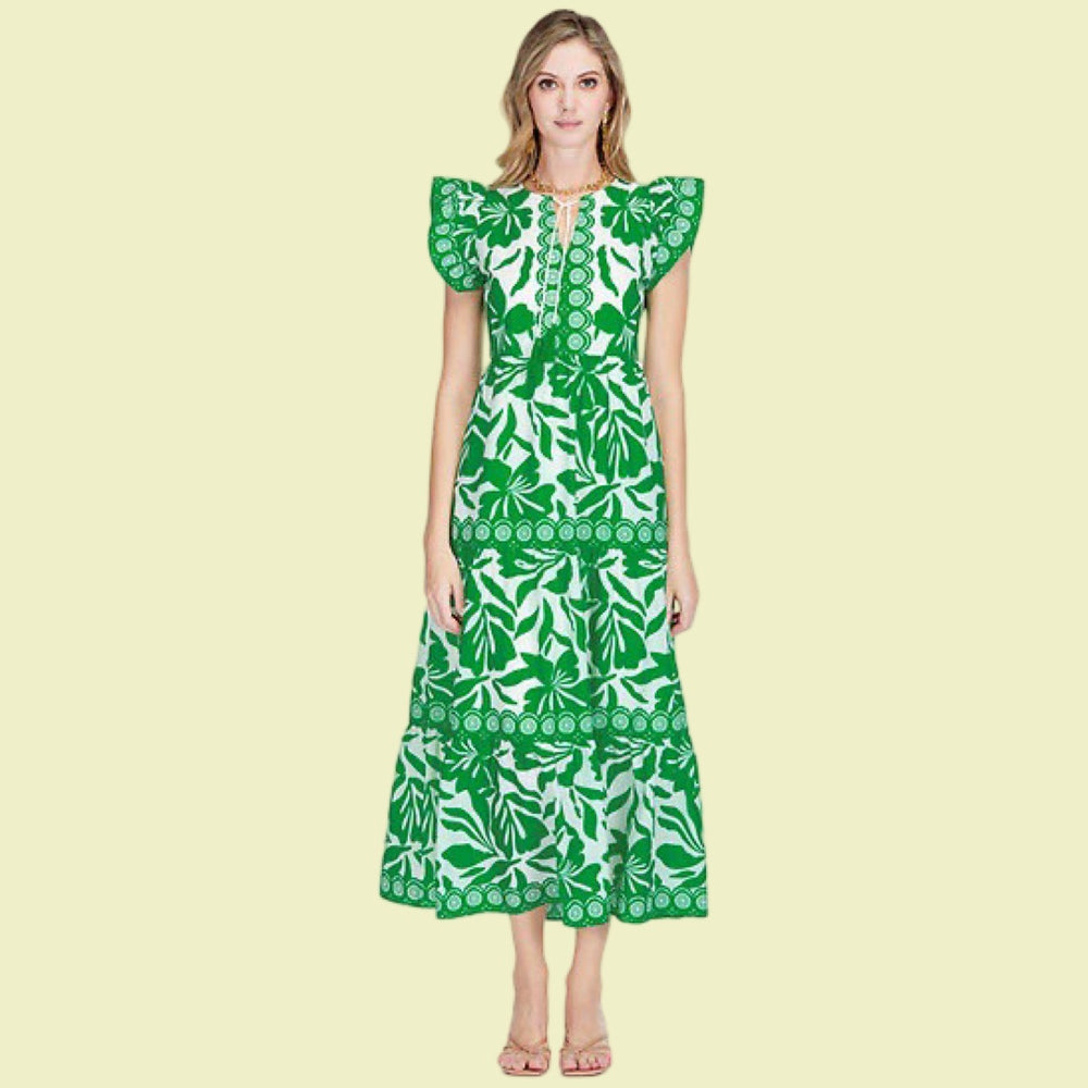 Emerald Moment Ruffles Tiered Dress