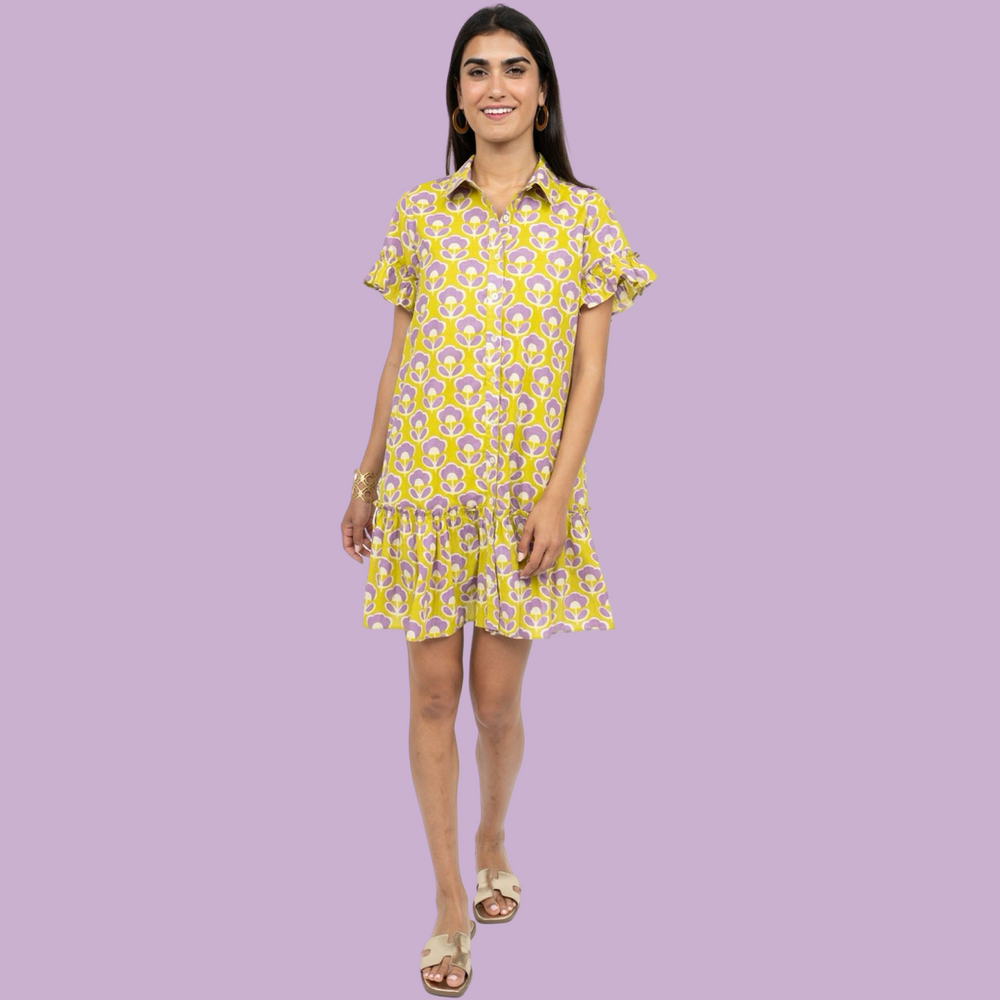 Lime Shift Into Ruffles Dress