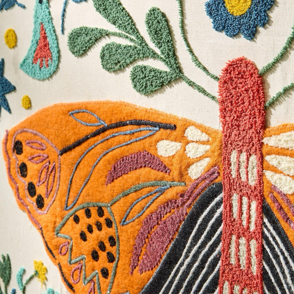 Vintage Butterfly Embroidered Wall Art