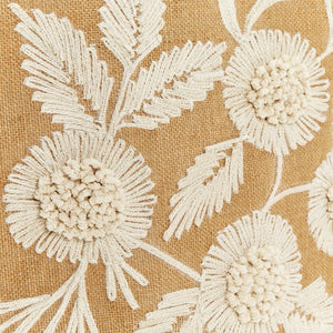 Natural Bloom Embroidered Floral Design on Jute Tote Bag