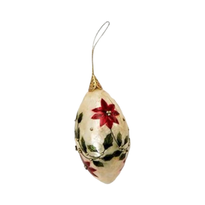 Hand-Painted Poinsettia Capiz Shell Ornament