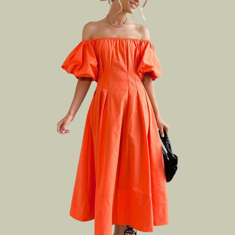 The Juliette Off-shoulder Puff Sleeve Flare Dress
