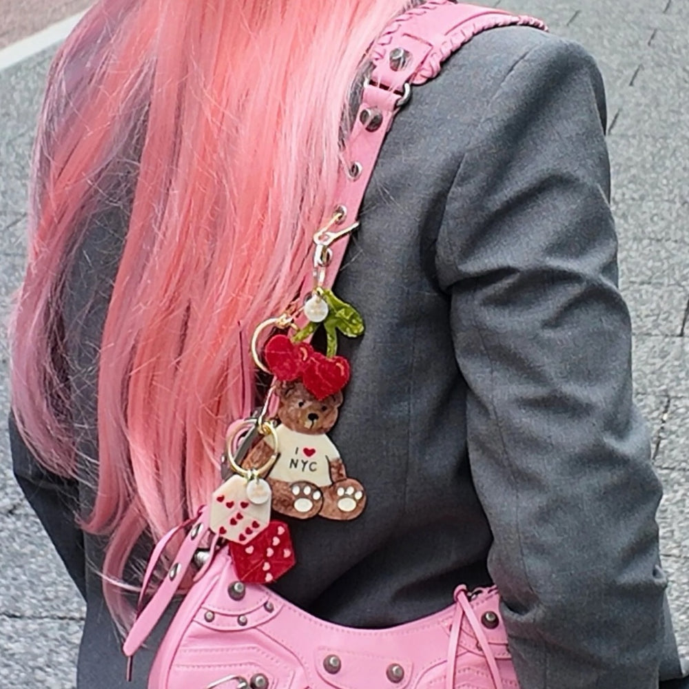 Cherry Hearts Bag Charm + Keychain
