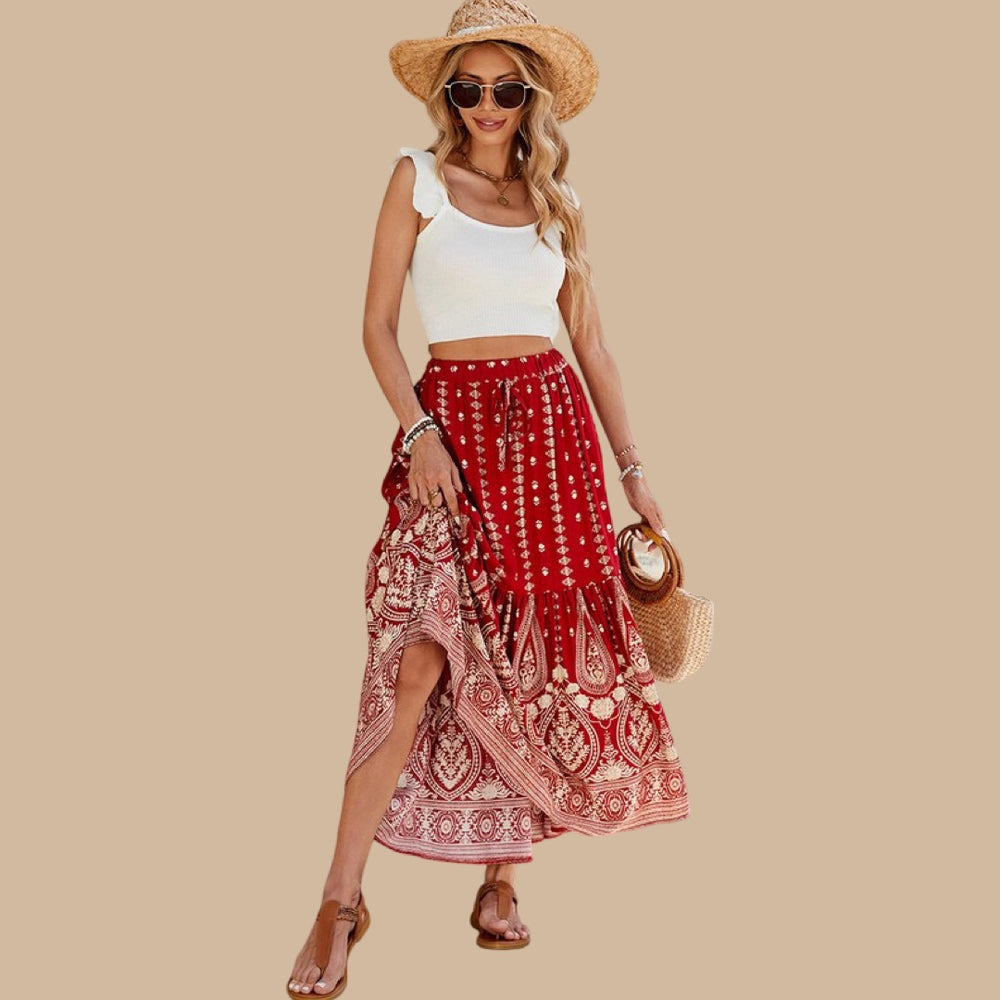 The Campari Boho Paisley Tiered Skirt
