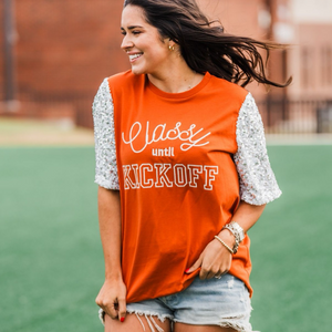 Classy Until Kick Off Top-Burnt Orange