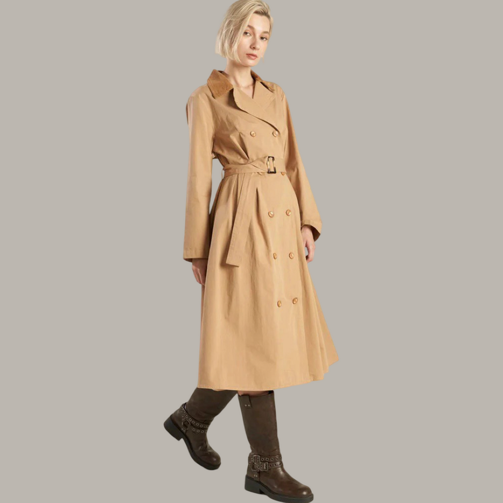 Falling Leaves Midi Trench Coat Dress