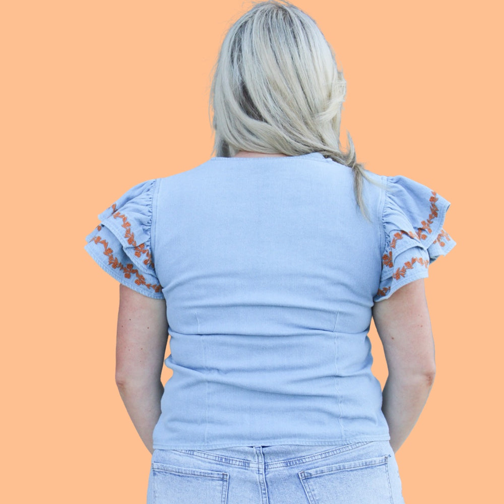 The Karly Orange Bloom Top