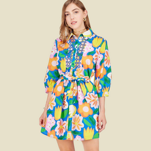 Bold Garden Embroidered Shirt Dress