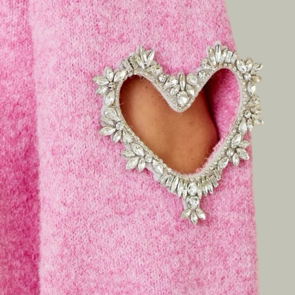 Pink and Rhinestone Hearts Sweater