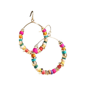 
            
                Load image into Gallery viewer, Colorful Beaded Hoop Earrings
            
        