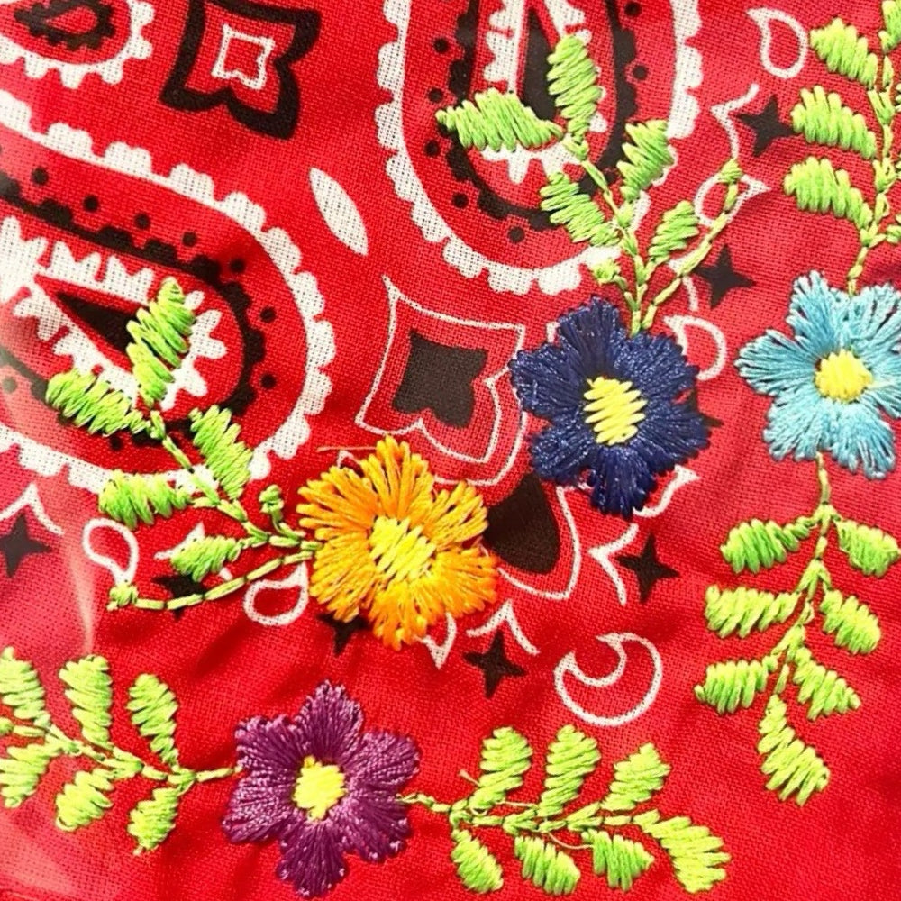 Floral Embroidered Bandana