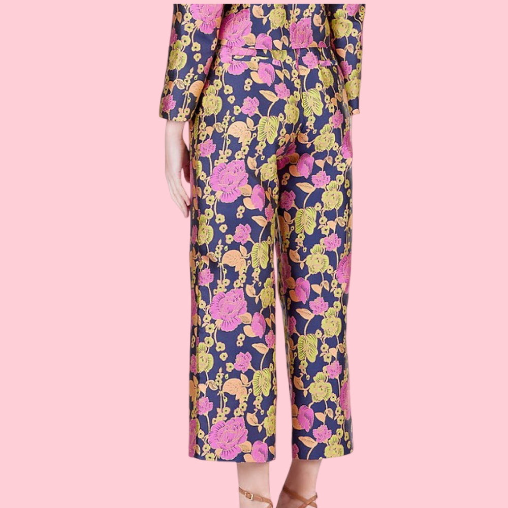 Botanical Bloom Brocade Ankle Pants