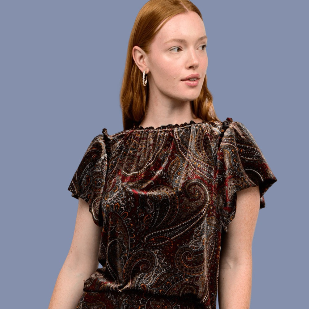 The Rowen Paisley Velvet Blouse