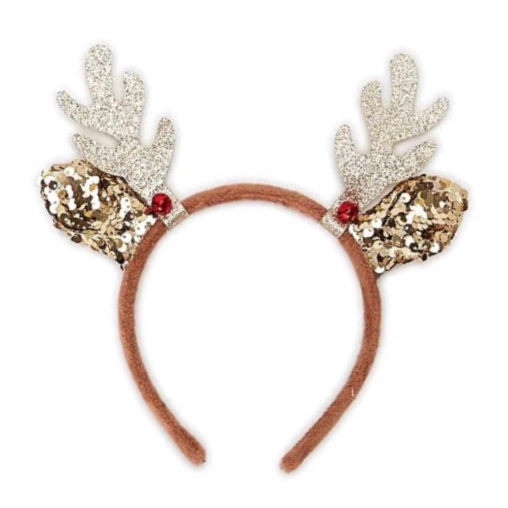 GLITTER ANTLERS HEADBAND W/HOLIDAY ACCENTS
