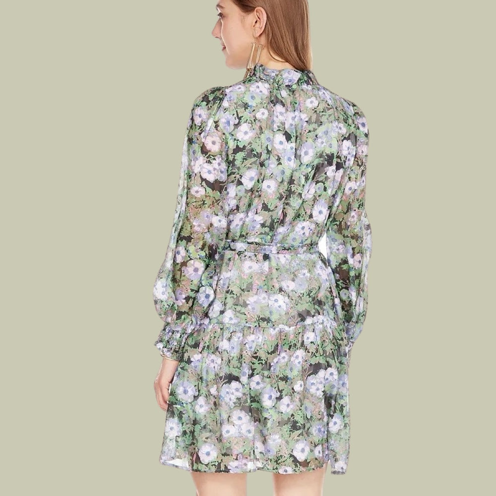 
            
                Load image into Gallery viewer, Hidden Garden Ruffle Neck and Hem Dress
            
        
