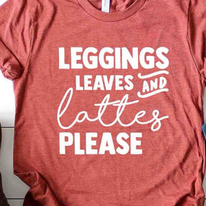 
            
                Load image into Gallery viewer, Leggings Leaves and Lattes Tee
            
        